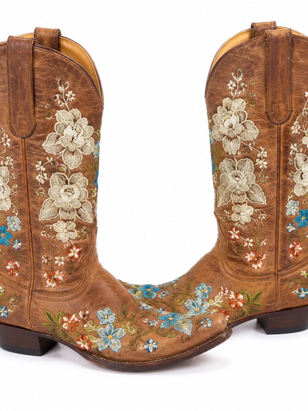 Old Gringo Women's Brown Leather Floral Embroidered Western Boots US 7.5 B